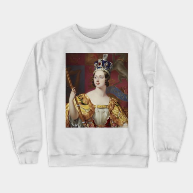 Portrait of Queen Victoria in her coronation robes - Henry Pierce Bone Crewneck Sweatshirt by themasters
